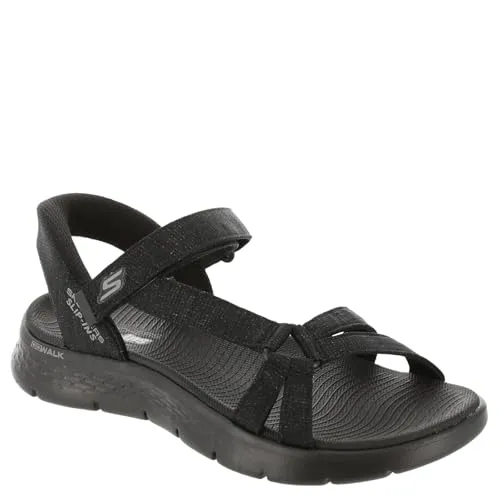 Skechers Damen 141481-bbk Sandalen - Komfortable Trekking-Sandalen - Wanderschuhe mit Hands Free Slip-ins(TM), Mesh-Obermaterial und einem geformten Goga Mat-Komfort-Fußbett für ultimativen Tragekomfort.