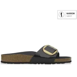 Birkenstock Pantolette Madrid Big Buckle, Schwarz, 42 - Pantoletten aus hochwertigem Lackleder, elegantes Design mit glänzendem Finish, ideal für Sommer und besondere Anlässe, vereint Komfort und Stil.