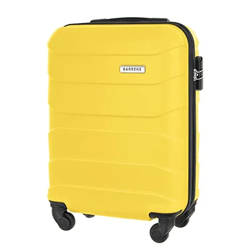 BARRENS Handgepäck Koffer 55x40x20 cm Reisekoffer Trolleys Kabinenkoffer Cabin Size Suitcase Carry On Luggage Hartschalenkoffer mit 4 Rädern Zahlenschloss Teleskopgriff Groß und Leicht (Gelb)