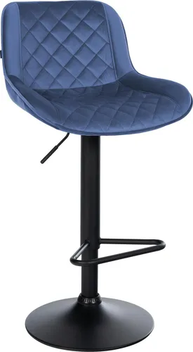 DELUKE Barhocker KUHAR Samt Blau – Höhenverstellbar & Drehbar