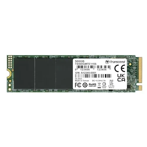 Transcend 500GB M.2 2280 PCIe Gen3x4 NVMe TLC - Hochleistungs-Festplatte, einfach zu verwenden und ideal für schnelle Datenübertragungen