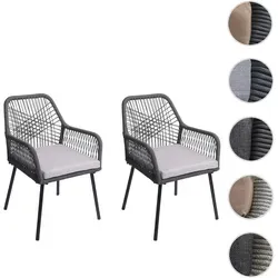 2er-Set Gartenstuhl HWC-O12, Aluminium Seilgeflecht Rope