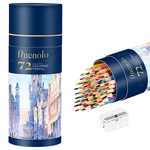 finenolo Buntstifte Set 72 Farben – Ölbasierte Farbstifte mit Spitzer im runden Papieretui – Buntstifte für Kinder & Erwachsene zum Malen, Zeichnen, Schule