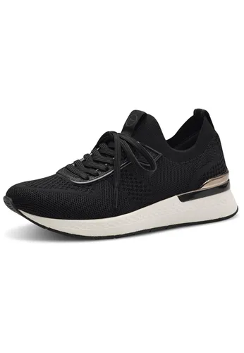 TAMARIS Sneaker Textil Damen Gr. 37 - Gold & Schwarz - Trendiger, atmungsaktiver Sneaker aus Mesh mit metallischen Details, ideal für warme Tage. Perfekte Passform durch Schnürung und herausnehmbare Decksohle für individuelle Einlagen.