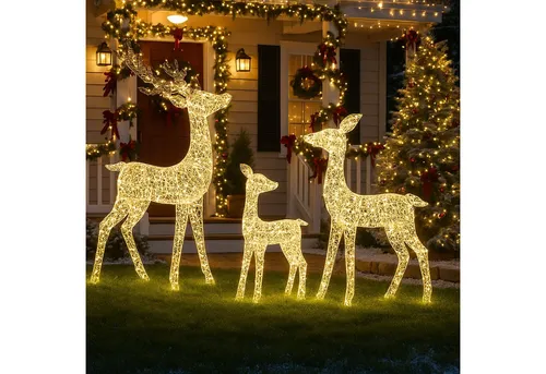 3er Set LED Rentiere Rentierfamilie mit Timer von BURI