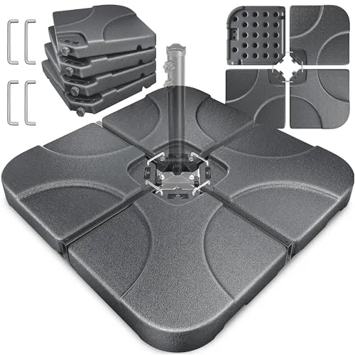 KESSER® Sonnenschirmständer 4-teilig für Ampelschirme, 80 kg befüllbar - Robuster Sonnenschirmständer aus HDPE-Kunststoff, ideal für den Außenbereich. Mit 80 kg Sand oder Wasser befüllbar, sorgt er für stabilen Halt und ist leicht zu transportieren. Perfekt für Garten, Balkon oder Urlaub.