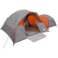 vidaXL Campingzelt 5 Personen Grau und Orange - Wasserdichtes Zelt für 5 Personen, ideal für Abenteuer im Freien mit einfachem Auf- und Abbau sowie praktischem E-Anschluss für Strom.