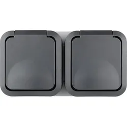 AquaStorm Steckdose Waagrecht, Aufputz grau in grau von REV Ritter