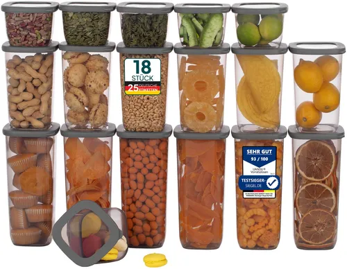 uandu home Vorratsdose Set - Vorratsdosen Set aus BPA-freiem Kunststoff, luftdicht und spülmaschinenfest, inklusive 80 Etiketten für optimale Küchenorganisation.