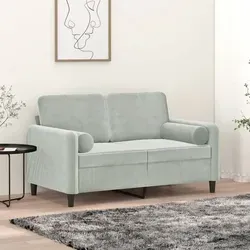 vidaXL 2-Sitzer-Sofa mit Zierkissen Hellgrau 120 cm von vidaXL
