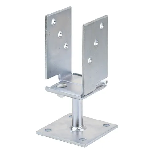 U-Pfostenträger Alberts verstellbar 71-131mm - Robuster, verzinkter Standfuß für Pfosten mit flexibler Verstellbarkeit von 71-131mm, ideal für stabile Konstruktionen im Außenbereich.