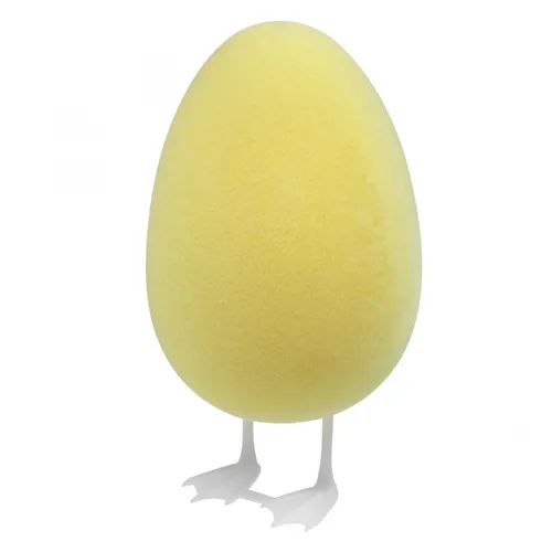 Ostern Dekofigur Ei mit Beinen Gelb Samtiger Glanz - Moderne Tischdeko für Ostern, 25 cm groß und mit einem verspielten, samtigen Glanz in Gelb - ideal für festliche Anlässe.