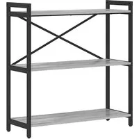 vidaXL Industrie Bücherregal Grau Sonoma 80 x 30 x 83 cm - Regal aus Holzwerkstoff und Stahl mit verstellbaren Füßen und stylischem Laser-Cut-Design, ideal für modernes Wohnen und bietet viel Stauraum für Bücher und Deko.