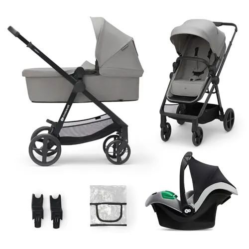 Kinderkraft NEWLY Kinderwagen 3 in 1 - 3 in 1 Kinderwagen bis 22 kg, leicht und zusammenklappbar, mit wasserfestem Verdeck und UPF50+, ideal für jeden Spaziergang.