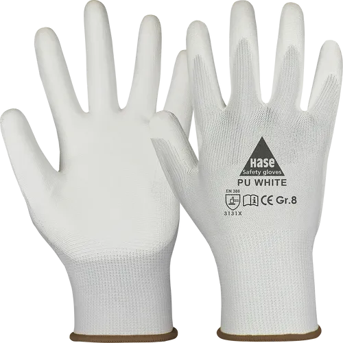 HASE 509520 9 - Sicherheitshandschuhe, PU White, Gr. 9