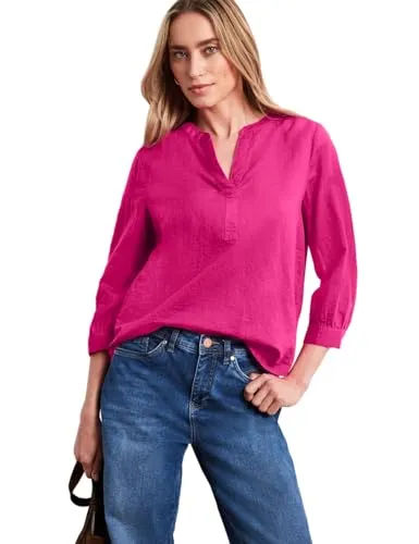 Street One Damen Bluse mit Split Neck aus Leinenmix