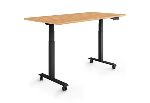ESMART Germany EZX-132BM Steh-Sitz-Schreibtisch - Ergonomischer, elektrisch höhenverstellbarer Schreibtisch auf Rollen (65,5-130,5 cm) mit 3 x Memory-Funktion und Aktivitätserinnerung für gesunde Arbeitsgewohnheiten.