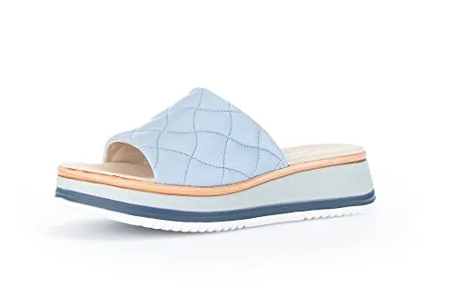 Gabor Damen Pantoletten RHODOS in Blau Gr. 7 - Stilvolle Pantoletten für Damen von Gabor, aus hochwertigem Echtleder, mit bequemen Keilabsatz und modischem Design - ideal für den Sommer!