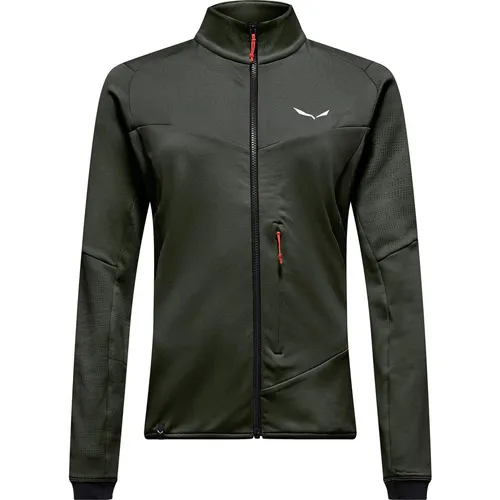 Salewa Sella Crevasse Jacket W, Dark Olive, M - Damen Midlayer für Skitouren und Freeskiing, bietet hervorragende Wärmeisolierung und Bewegungsfreiheit für optimale Performance im Schnee.