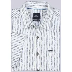 engbers Herren Kurzarmhemd Blau mit Streifen und Brusttasche