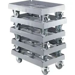 Stück Transportroller 600 x 400 mm mit 2 Bock- und 2 Bremsrollen in Grau 5