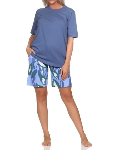 Normann Pyjama Normann Damen Schlafanzug Shorty, Pyjamahose im modernen Print
