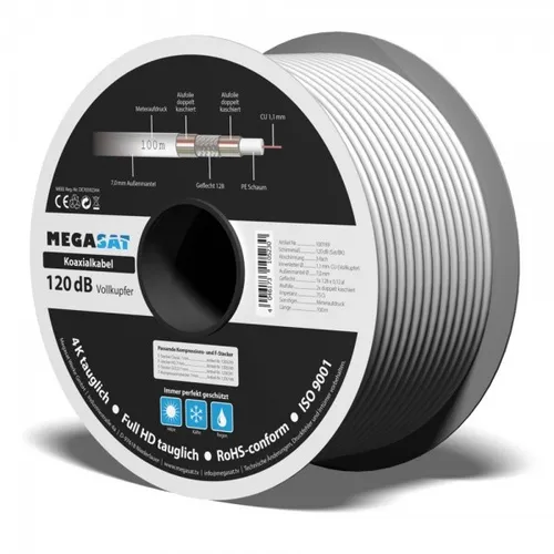 Koaxialkabel 120 dB Vollkupfer 100m - Videokabel & -stecker, hochwertiges 3-fach geschirmtes Kabel für optimale Signalübertragung und hohe Zuverlässigkeit.