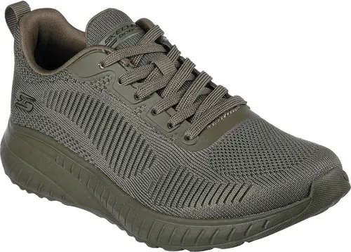 Skechers Bobs Squad Chaos - Face Off 117209-OLV, Damen Sneaker in Grün - Sportlicher Damen Sneaker aus veganen Materialien mit gepolsterter Memory Foam Einlegesohle für ultimativen Komfort und eine flexible Gummilaufsohle für optimalen Grip.