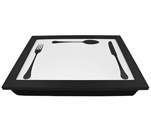 PrimoLiving Knietablett mit Besteck- 40 x 30 x 5 cm – Tablett als Laptopunterlage – Sofa oder Bett-Tablett - P-947