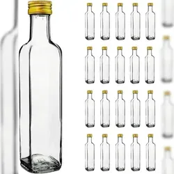 20x Glasflaschen 250ml mit Goldenem Schraubverschluss - Olivenöl, Essig, Alkohol - Glasölspender, Glasbehälter, Ölflasche