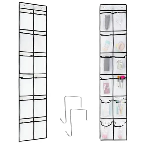Yxmohala Hängeregal Tür Organizer Hängeaufbewahrung Hängeorganizer, Hängend Aufbewahrungstasche mit 12 Taschen und 2 Metallhaken, für Kinderzimmer, Bäder, Wohnzimmer, Wohnwagen, Weiß, 1 Stück