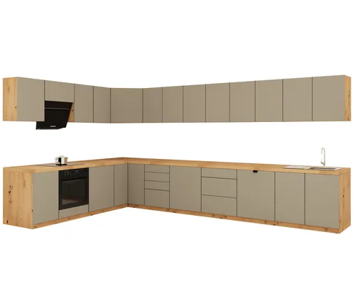 Winkelküche Beige, L-Form 380x240 cm – Modern und Funktional