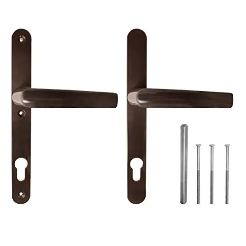 Türgriff/Türdrücker/Türklinke/Drückergarnitur DHS 92mm (Schildbreite 28mm) - Braun RAL 8019