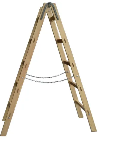 Holz Sprossenstehleiter mit Eimerhaken 2x4 Sprossen