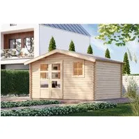 Karibu Holz-Gartenhaus Arosa Natur Satteldach 372 cm x 282 cm
