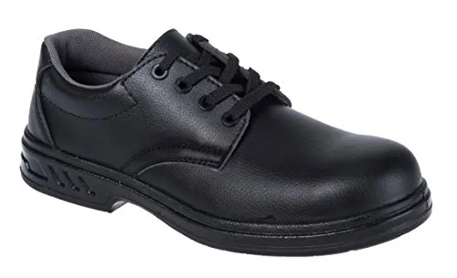 Portwest Steelite Geschnürter Sicherheitsschuh S2, Größe: 44, Schwarz - Herren Industrie & Handwerk Schuhe, klassischer Sicherheitsschuh mit wasserdichter Mikrofaser und gepolstertem Bund für ganztägigen Tragekomfort.