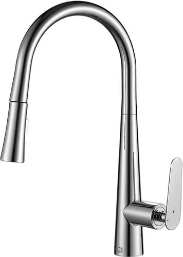 Design Spültischarmatur mit herausziehbarem Auslauf in Chrom