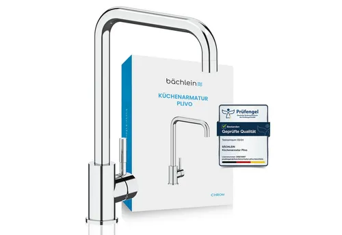 Bächlein Spültischarmatur Plivo – Hochwertiger Wasserhahn mit extra hohem Auslauf - Spültischarmatur in stilvollem Chrom-Design, ideal für moderne Küchen. Mit 360° Schwenkbereich und flexiblen Anschlussschläuchen für einfachen Einbau.