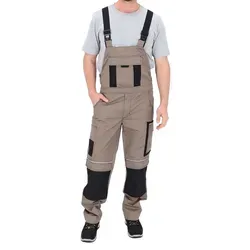 ELIWORX Arbeitslatzhose Stretch Einsatz bequeme robuste flexible Herrenhose Smartes Taschen-Design ideal für Handwerk Heimwerk und Baugewerbe beige|braun 54