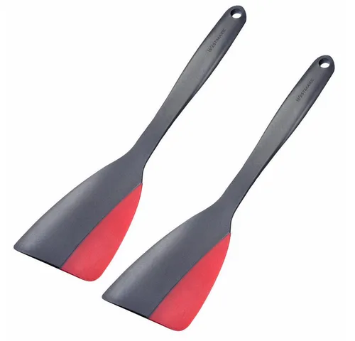 WESTMARK Pfannenwender 2 Stück, mit Schaber, mit Silikonkante, Länge: 31 cm, Flexi, starre und flexible Seite, spülmaschinengeeignet, BPA-frei