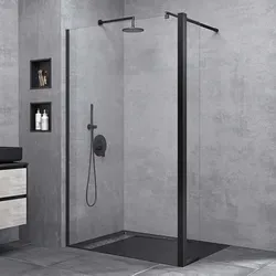 doporro Walk-in-Dusche Duschwand mit Nebenteil, schwarz - Walk-In Duschen, 8mm ESG-Glas mit Nano-Beschichtung für einfache Reinigung und modernen offenen Einstieg.