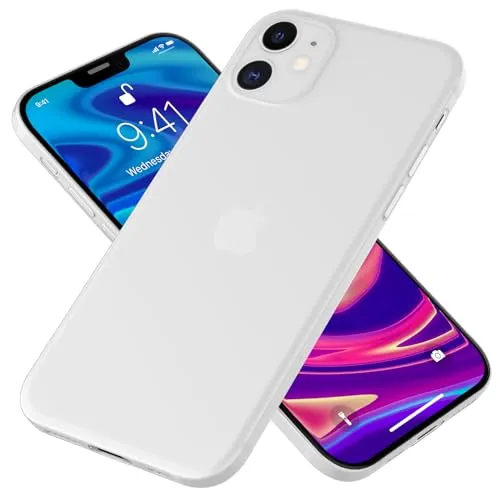 NALIA Extra Dünnes Hardcase kompatibel mit iPhone 12 Mini Hülle, Ultra-Slim Case Phone Cover Matte Leichte Handyhülle Schutzhülle, Thin Hardcover Smartphone Bumper Schutz Telefon Etui, Farbe:Weiß