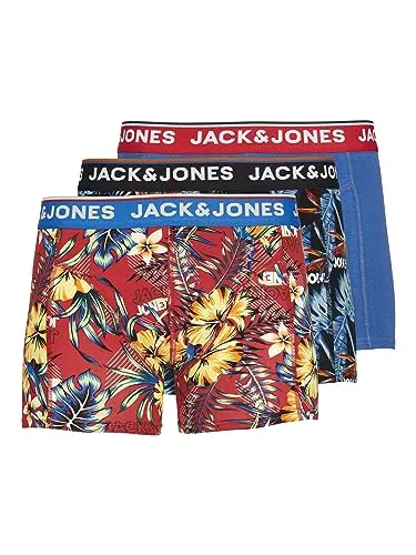 JACK & JONES Herren Boxershorts 3er Pack, Mehrfarbig - Herren-Boxershorts mit anatomischer H-Form für optimalen Tragekomfort. Der weiche Baumwoll-Stretch sorgt für Flexibilität und ein angenehmes Hautgefühl.