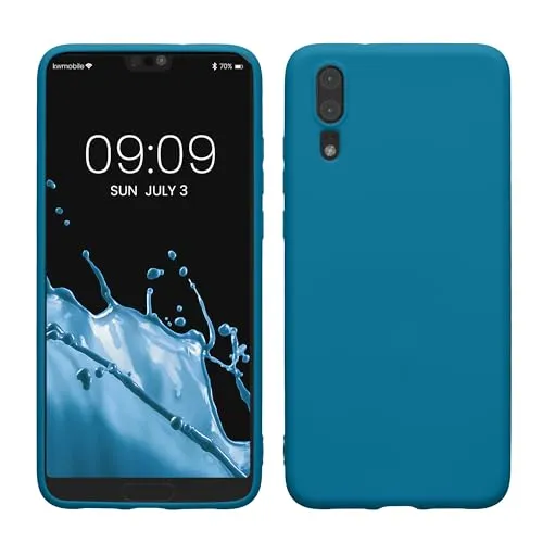 kwmobile Handyhülle für Huawei P20 Hülle - TPU Case - Kabelloses Laden - Schutzhülle Cover in Karibikblau