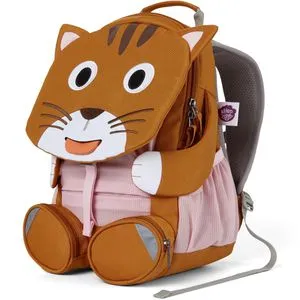 Affenzahn Kinderrucksack Großer Freund, Katze - Braun - Schulranzen mit wasserabweisendem Material und gestickten Details, ideal für kleine Abenteurer. Ausgestattet mit verstellbarem Brustgurt und zwei Vordertaschen für optimalen Stauraum.