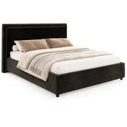 FDM Bett BUSCA Paris  160x200 cm Polsterbett mit Lattenrost aus Metall Bettkasten Stauraumbett Samt black - Schwarz