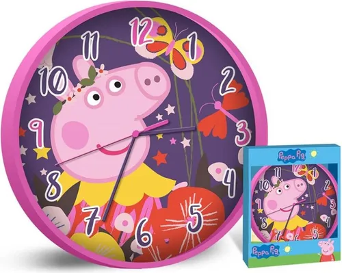 Kids Licensing | Peppa Pig Wanduhr | Kinderuhr | Analog | Einfach zu lesen | Stunden Lernen | 25 cm Durchmesser | Einfache Installation | Funktioniert mit AA-Batterien | Offizielle Lizenz