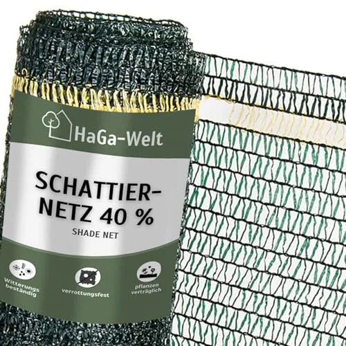Produktbild HaGa Schattiernetz 1m Breite mit 40% Schattierwirkung – Hitzeschutz & Sonnenschutz für Pflanzen – Balkon Sichtschutz & Terrassen Sonnensegel – Wetterfest & Temperaturbeständig (Meterware)