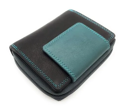 echt Leder Damen Geldbörse mit RFID Schutz, Bicolor Design