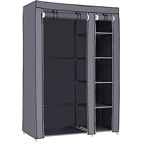 SONGMICS Faltschrank Campingschrank mit Kleiderstange 110 x 175 cm - Kleiderschränke, platzsparend und ideal für Camping oder kleine Räume, mit 1 Kleiderstange und 5 kleinen Einlegeböden für optimale Organisation.